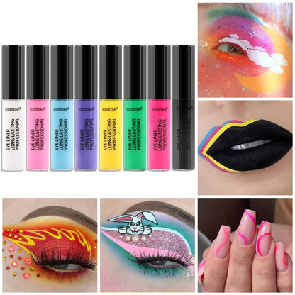 Eyelinery 8 kolorów w płynie, wodoodporny, matowy makijaż