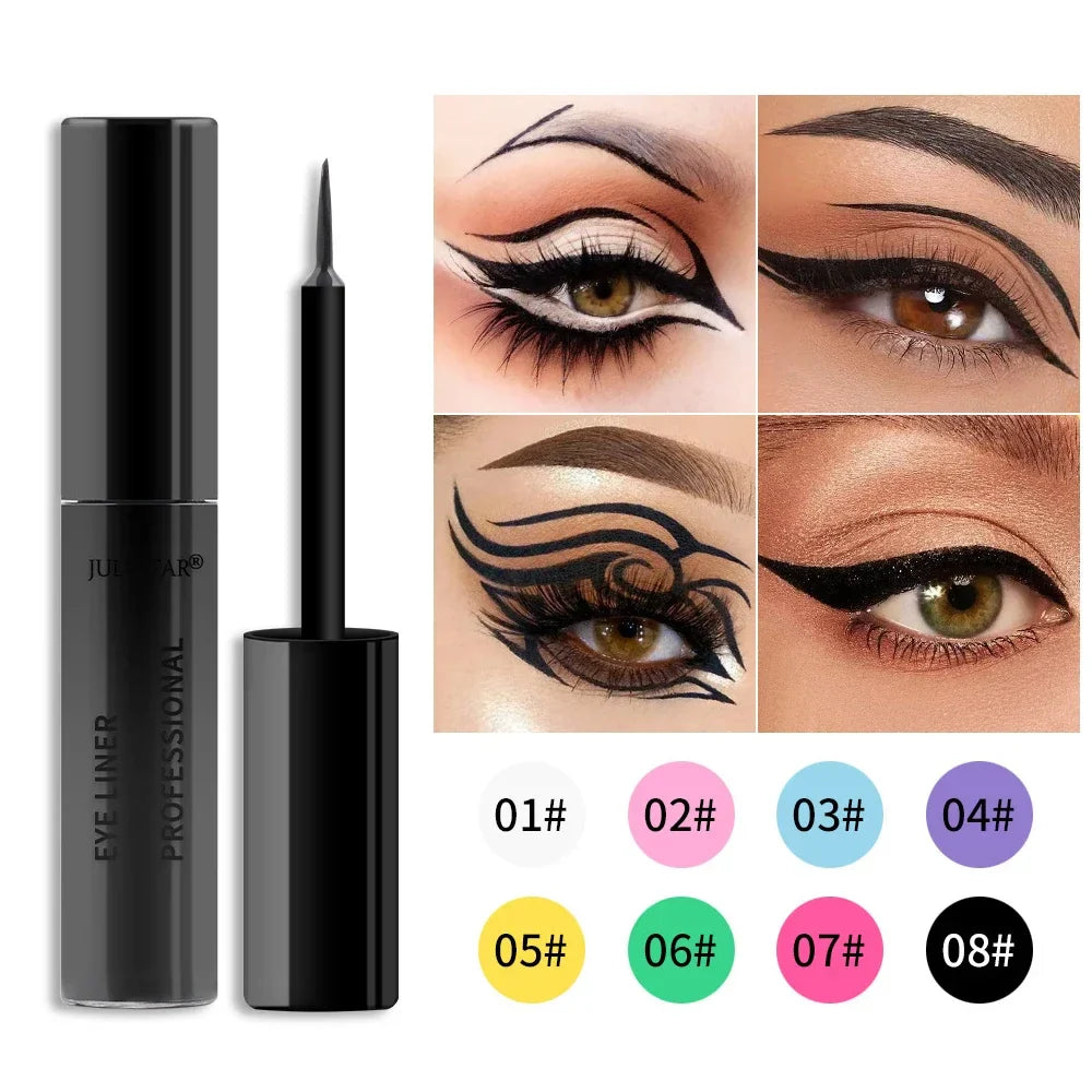 Eyelinery 8 kolorów w płynie, wodoodporny, matowy makijaż