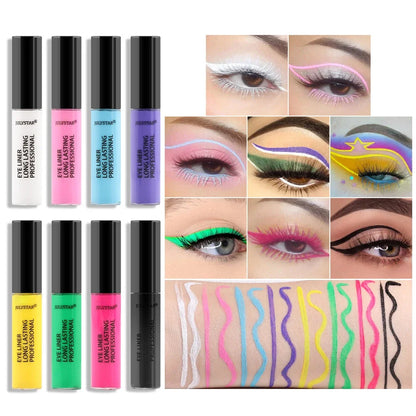 Eyelinery 8 kolorów w płynie, wodoodporny, matowy makijaż